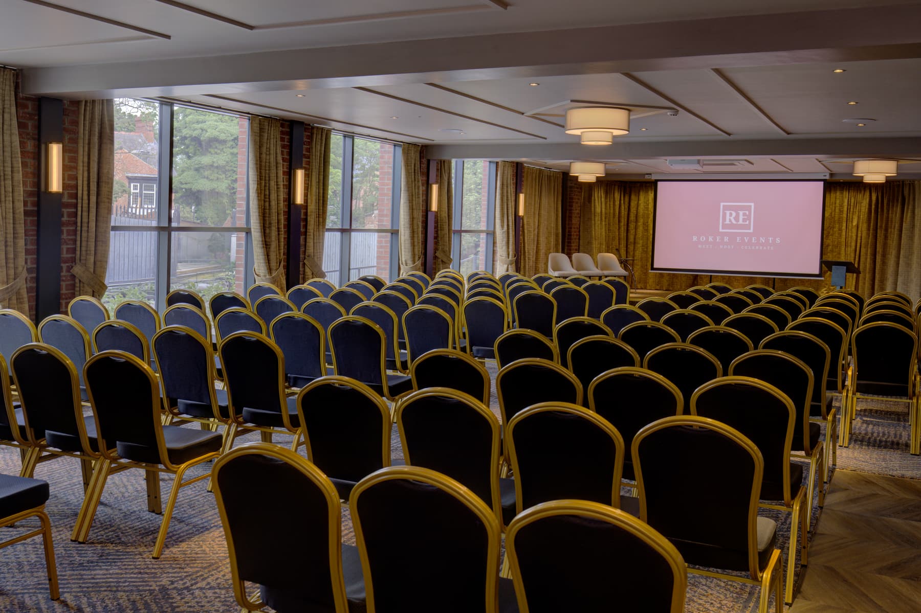 The Seaton Suite at Roker Events set theatre-style for a conference