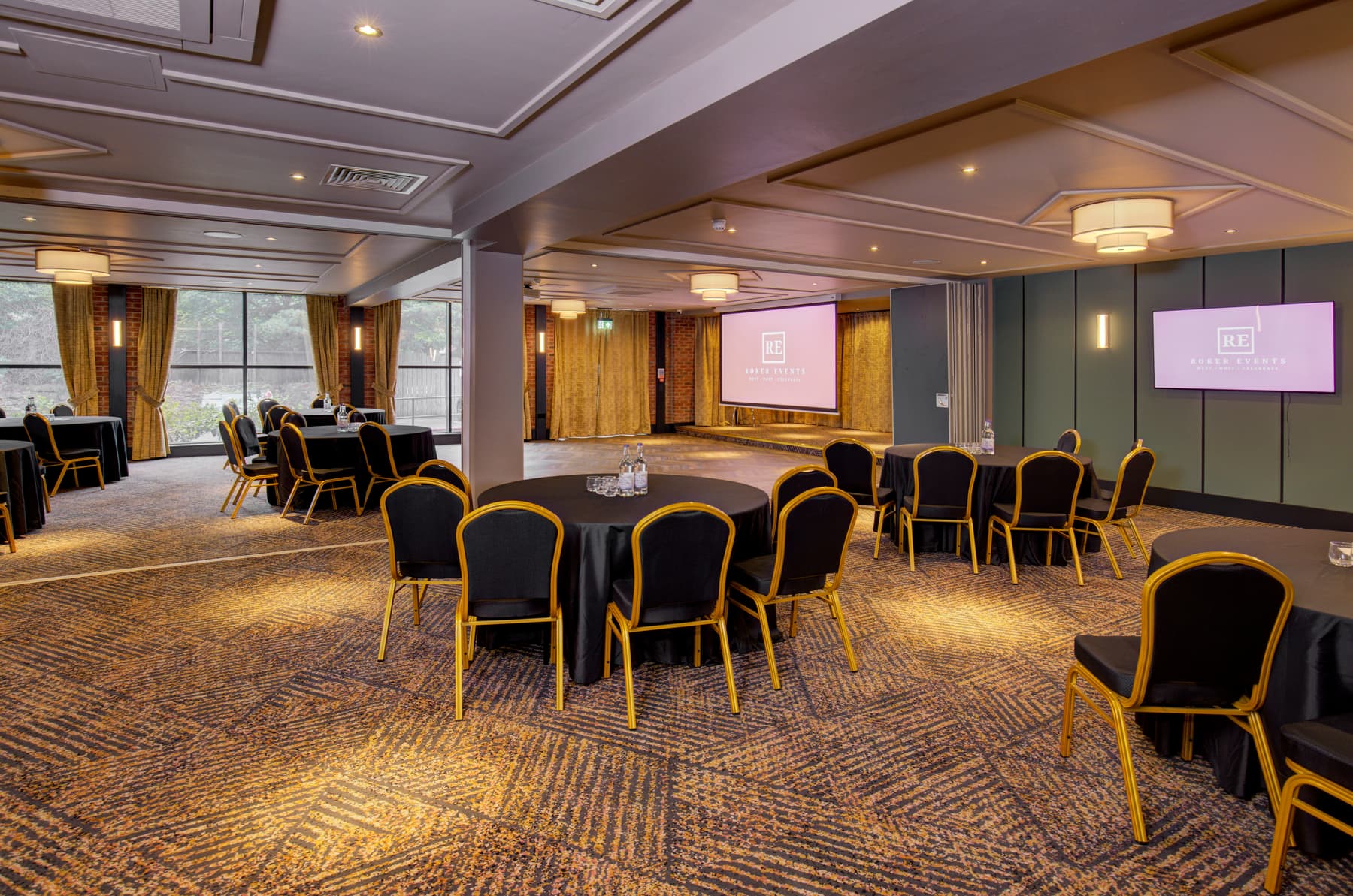 The Seaton Suite set for a large banquet celebration