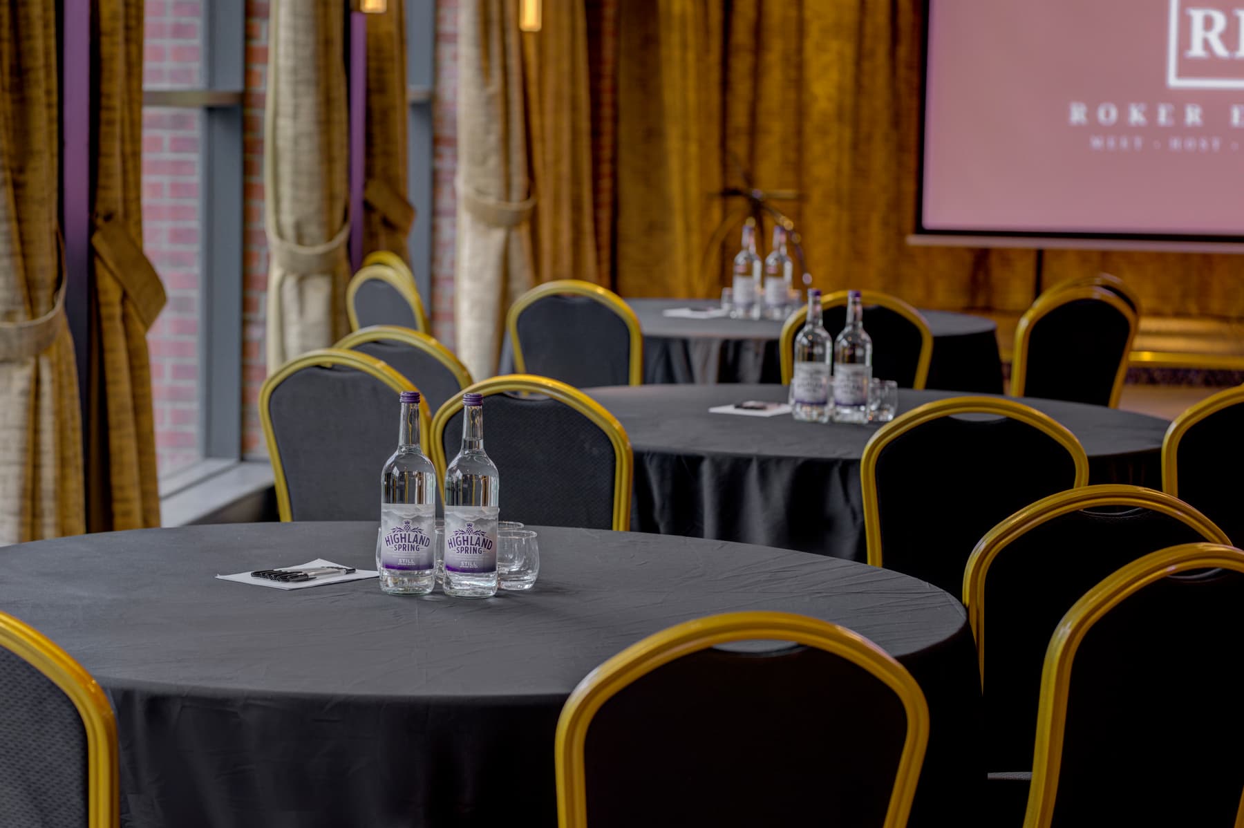 Banquet table set in the Seaton Suite